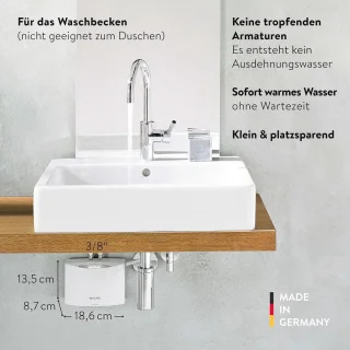 Elektronische doorstroomboiler 3,5 kW voor handwasbak