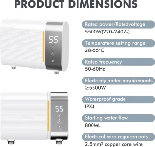 Elektronische Doorstroomboiler 5500 W 220V