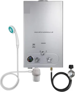 Gas doorstroomwaterverwarmer 10l roestvrij staal