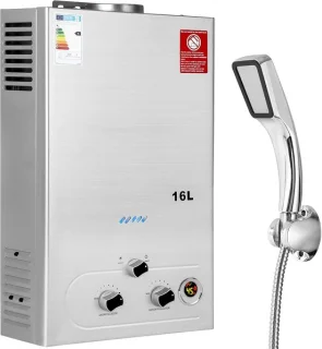 Gas waterverwarmer doorstroomboiler zilver