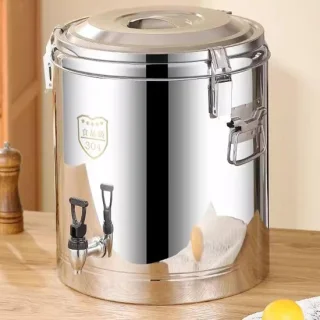 Geïsoleerde drankdispenser met kraan 50 liter zilver