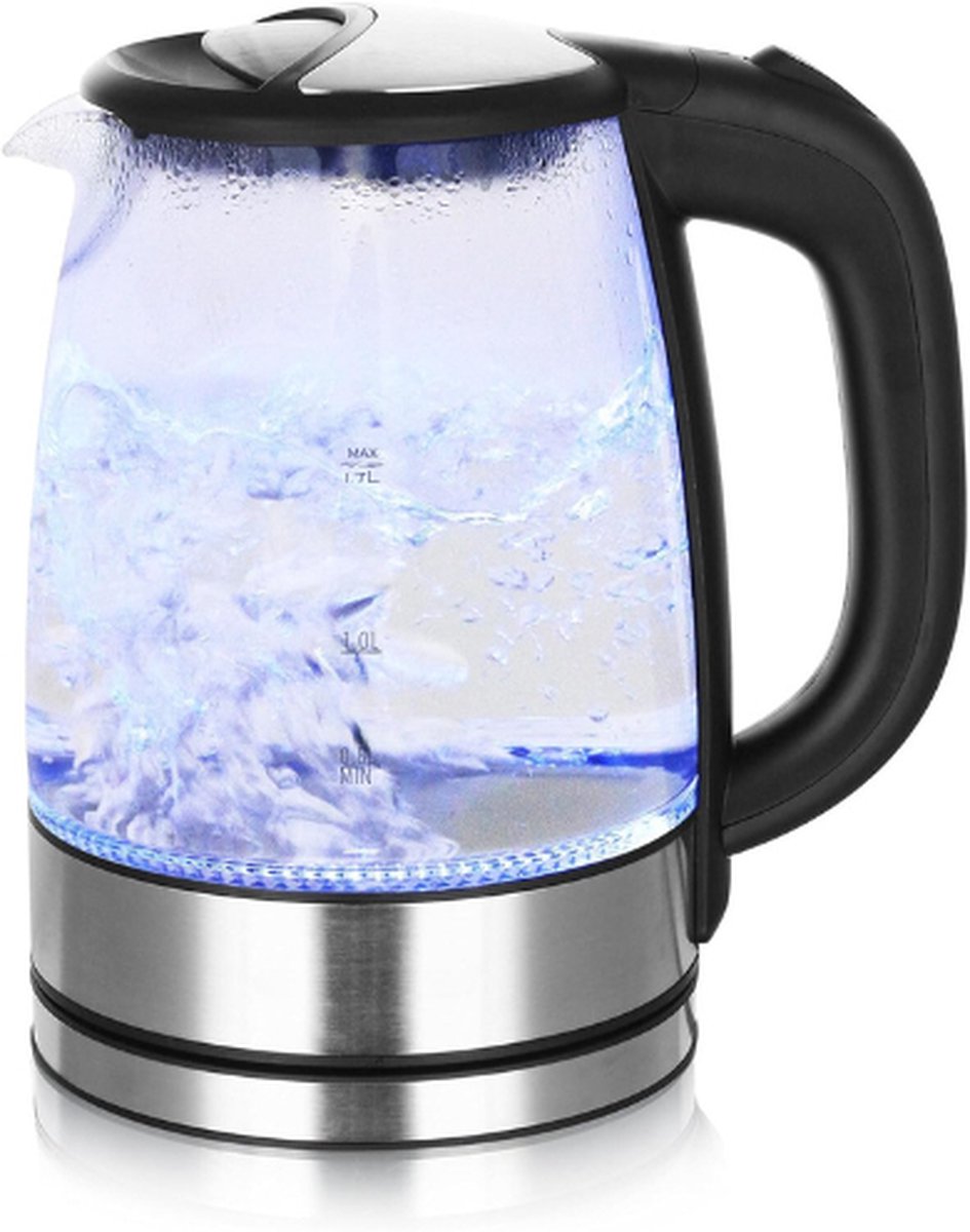 Glazen Waterkoker 1.7L 2200W Zwart Zilver