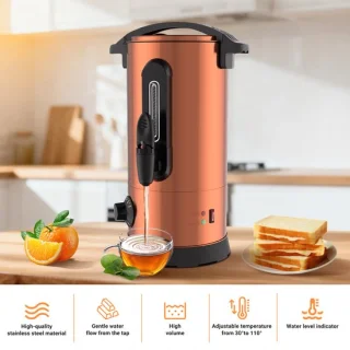 Glühweinpan 8 L heetwaterdispenser 1500 W met tapkraan inclusief 10 bekers
