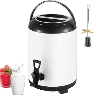 Heet- en koudwaterdispenser met kraan, roestvrij staal, 10l, wit