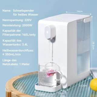Heetwaterdispenser 3.4L met Waterfilterpatroon en 5 Instelbare Standen