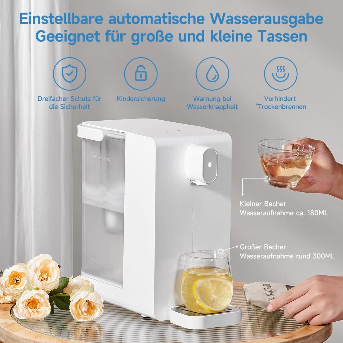 Heetwaterdispenser 3.4L met Waterfilterpatroon en 5 Instelbare Standen