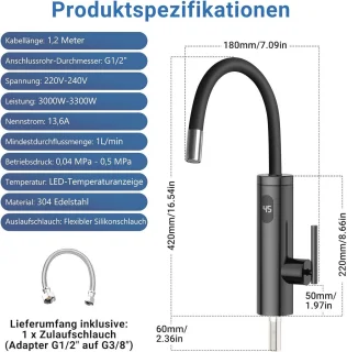 Instant warmwaterkraan RVS
