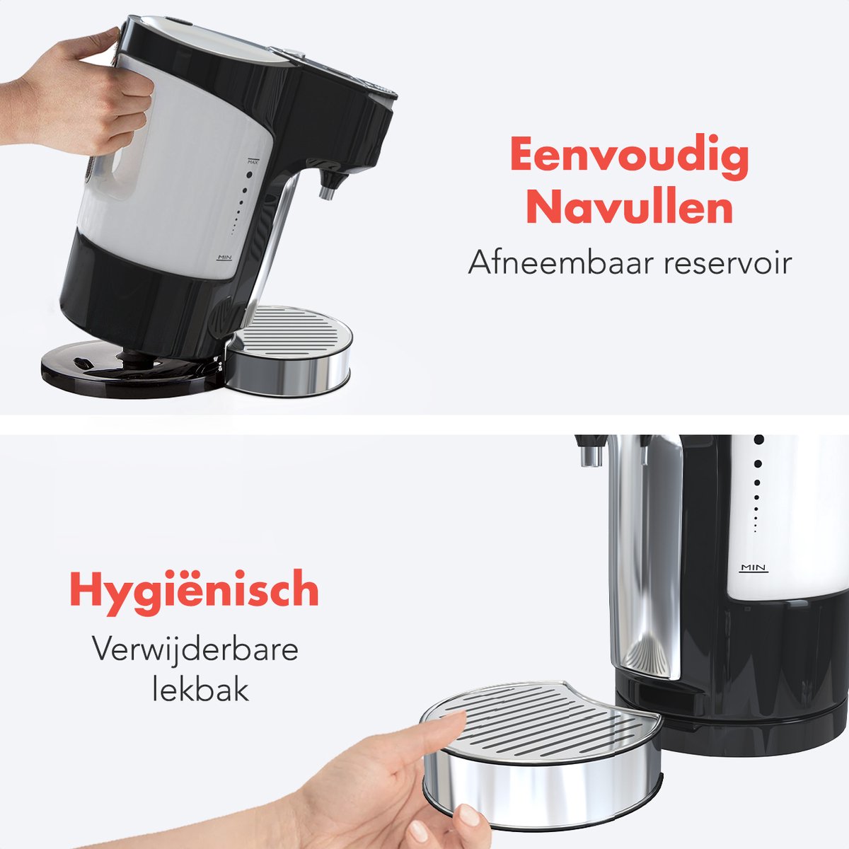 KitchenBrothers Heetwaterdispenser 2L RVS/Zwart