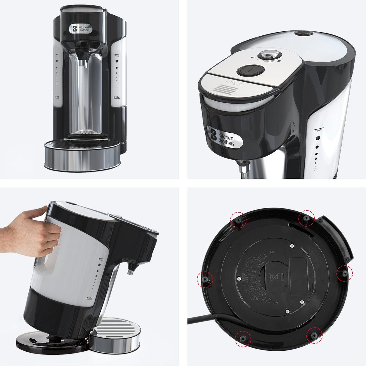 KitchenBrothers Heetwaterdispenser 2L RVS/Zwart