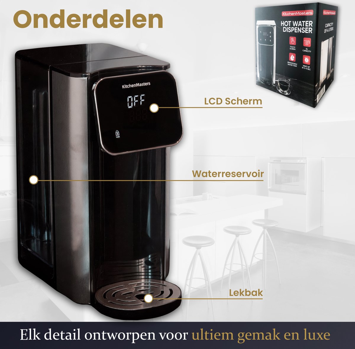KitchenMasters Heetwaterdispenser 4L