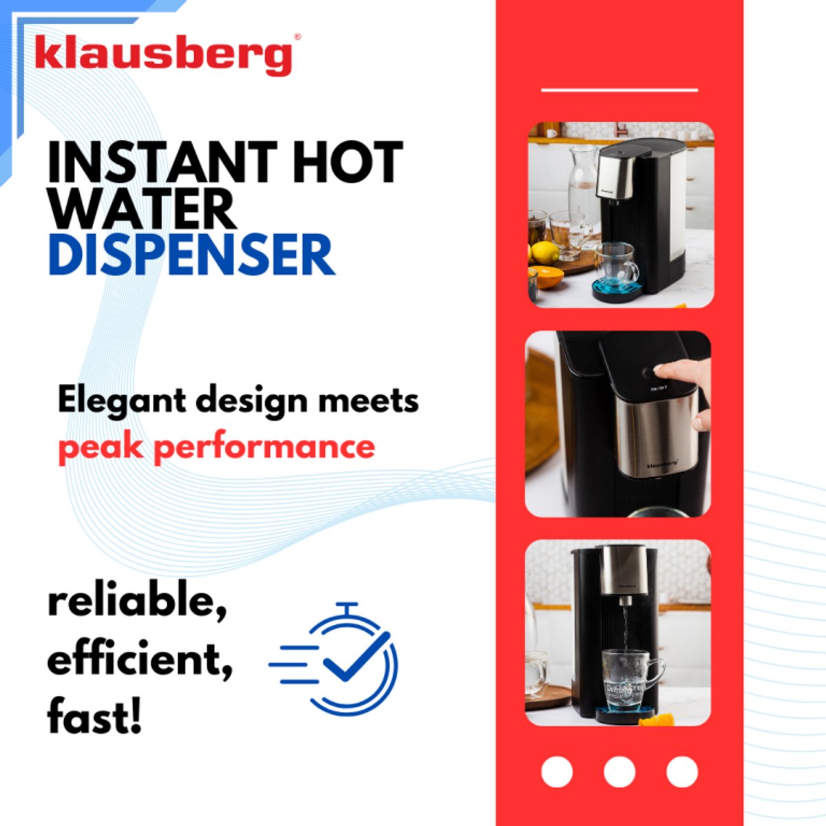 Klausberg KB7877 Hot Water Dispenser 2,5L Zwart/RVS