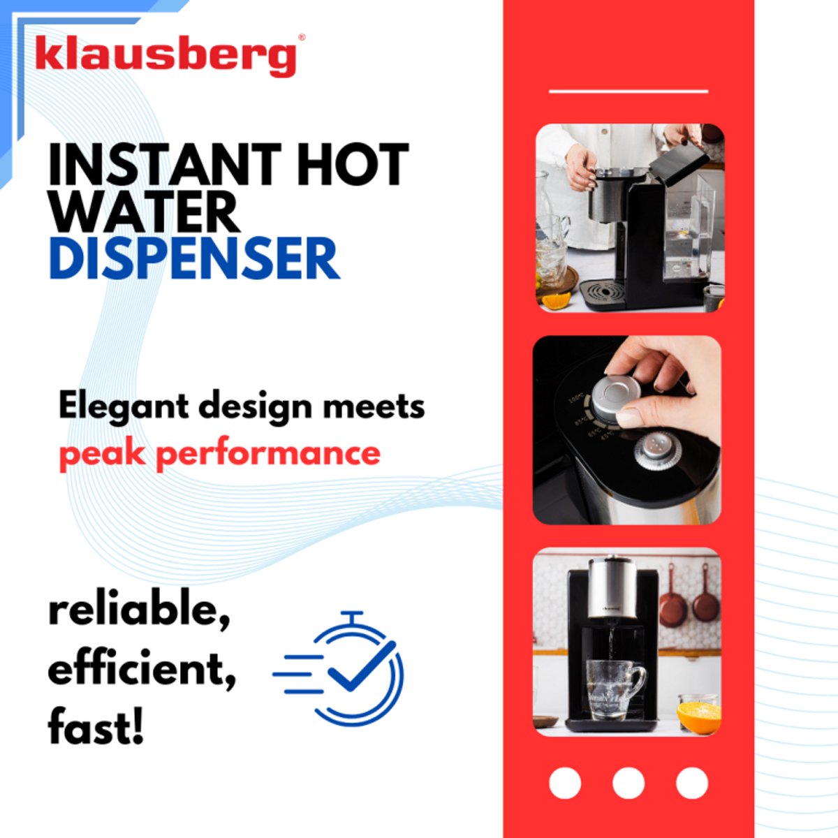 Klausberg KB7878 Hot Water Dispenser 2,2L Zwart/RVS