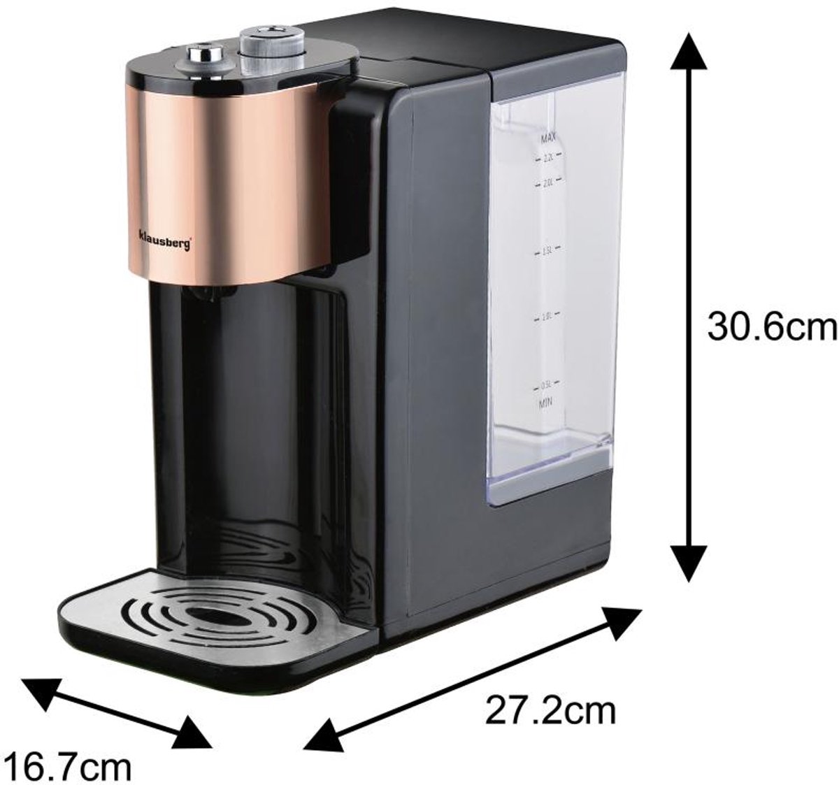 Klausberg KB7879 Heetwaterdispenser 2,2L Zwart Rose Gold