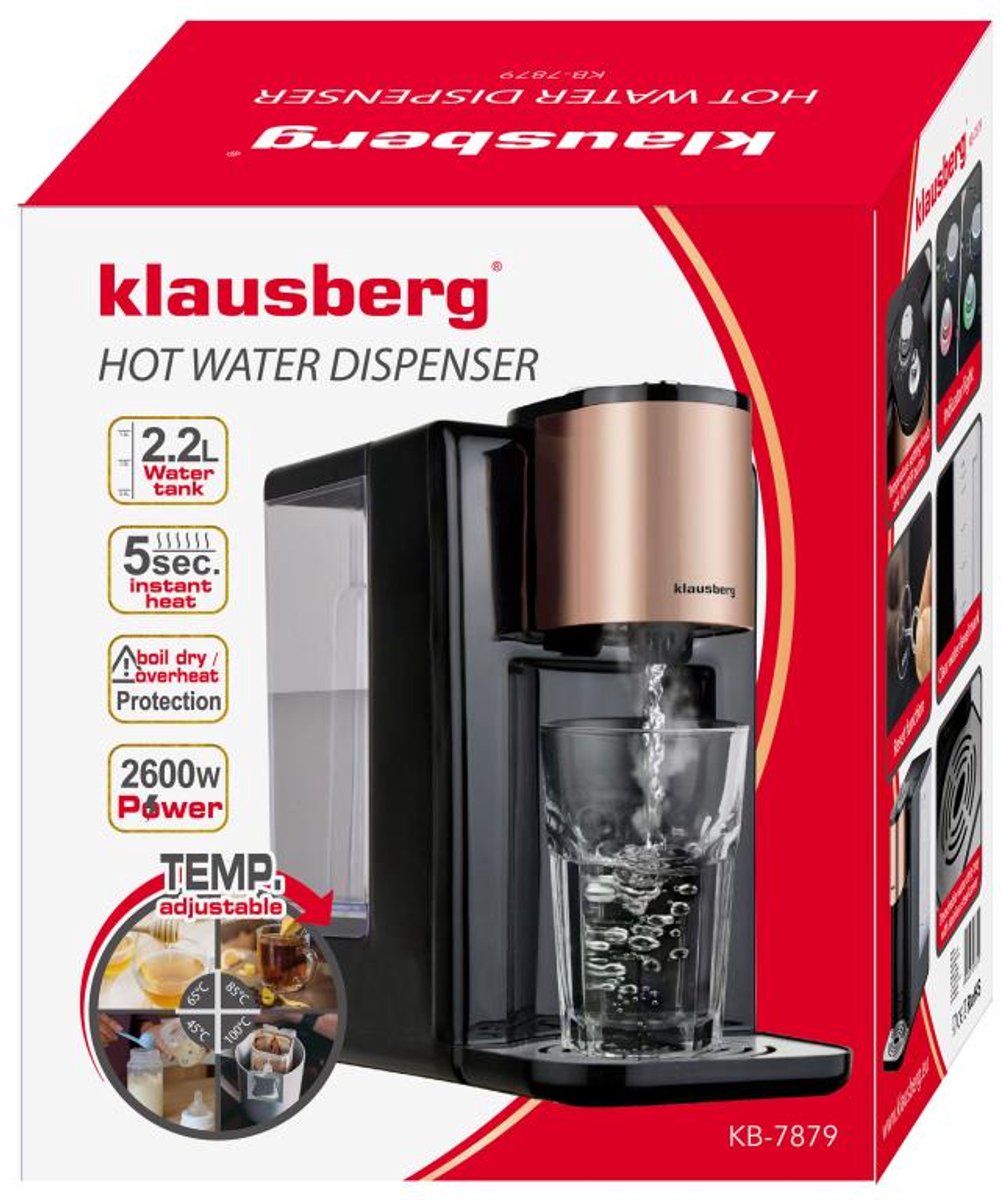 Klausberg KB7879 Heetwaterdispenser 2,2L Zwart Rose Gold