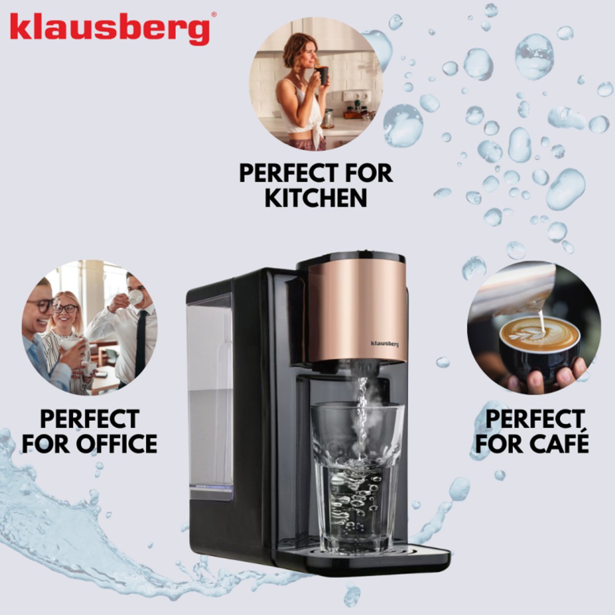 Klausberg KB7879 Heetwaterdispenser 2,2L Zwart Rose Gold