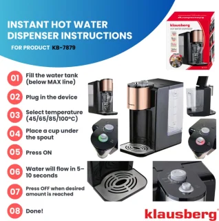 Klausberg KB7879 Heetwaterdispenser 2,2L Zwart Rose Gold