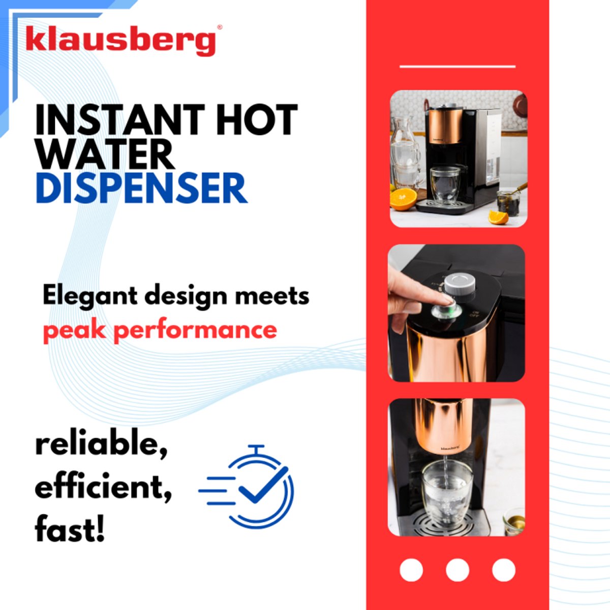 Klausberg KB7879 Heetwaterdispenser 2,2L Zwart Rose Gold