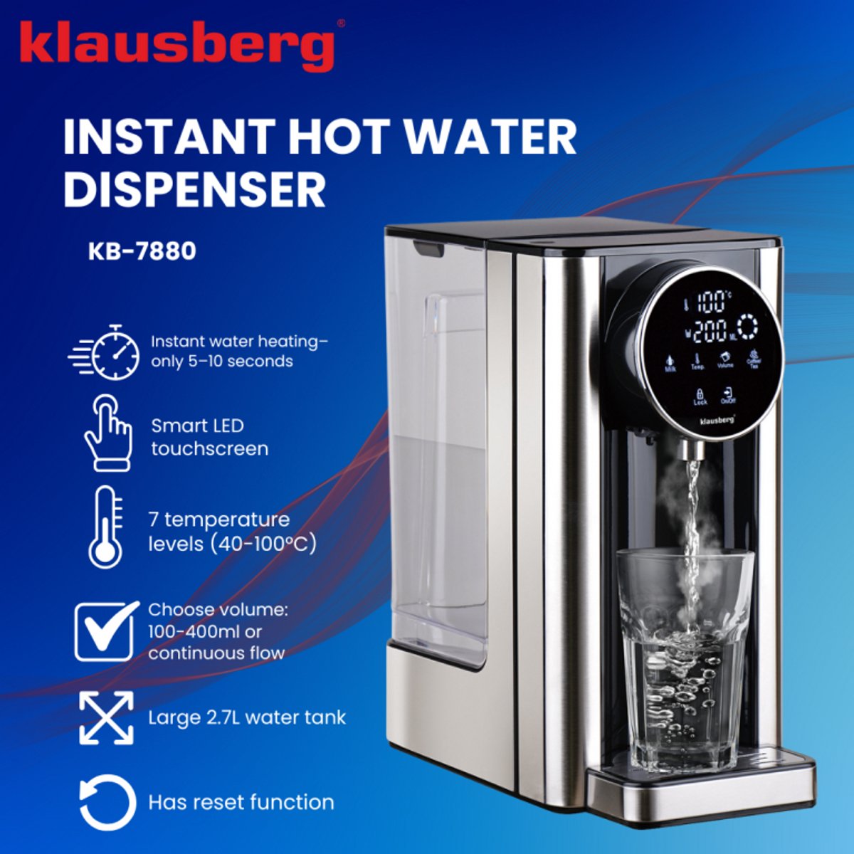 Klausberg KB7880 Heetwaterdispenser 2,7L