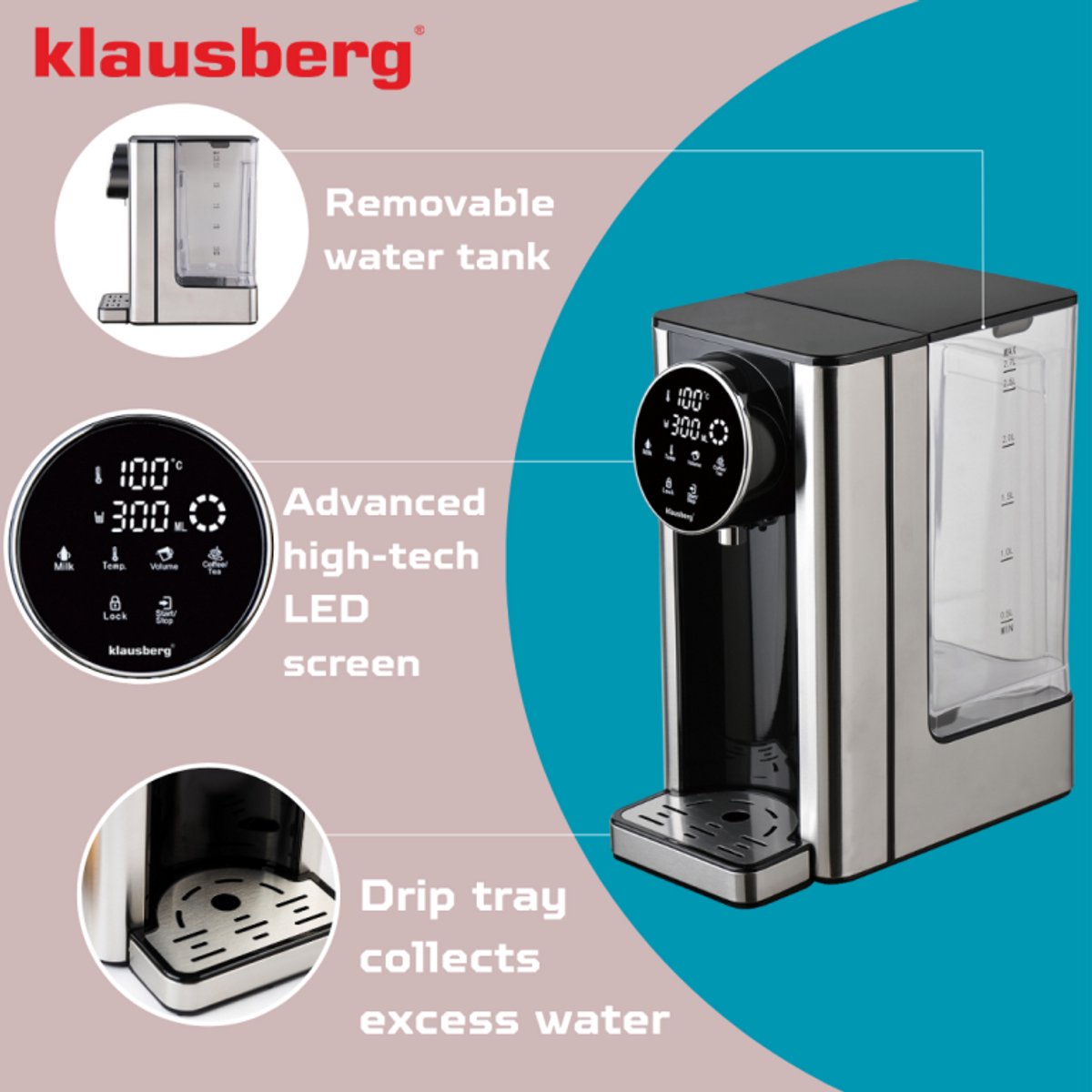 Klausberg KB7880 Heetwaterdispenser 2,7L