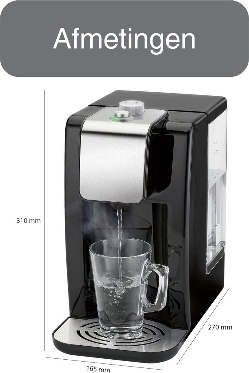 LifeStages PC-HWS 1168 Warmwaterdispenser Roestvrijstaal Zwart