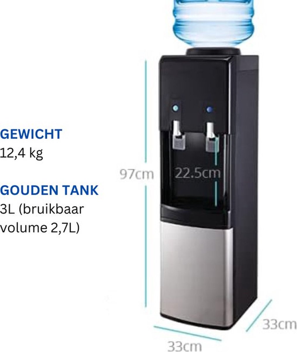 Luxe Waterdispenser 3L Zwart Thuis & Kantoor