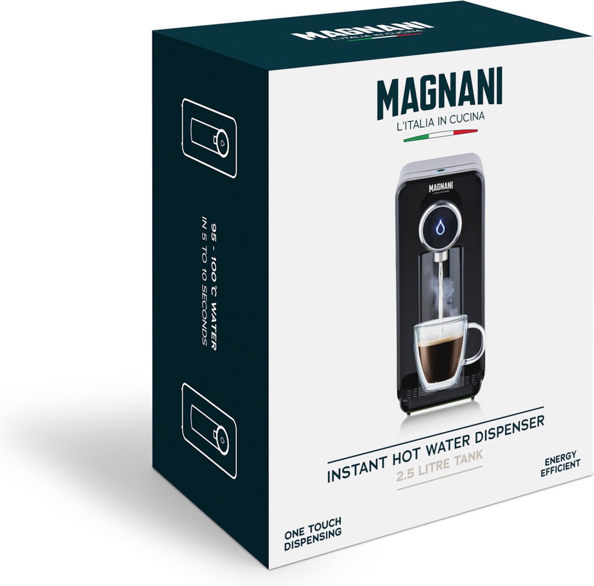 Magnani Warmwaterdispenser 2,5L Zwart Staal Elektrisch