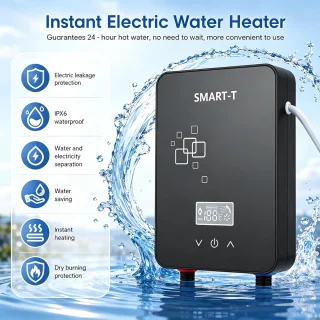 Mini doorstromend waterheater 6000 W - compact met temperatuurweergave - plug and play voor douche en keuken - ShopVlot