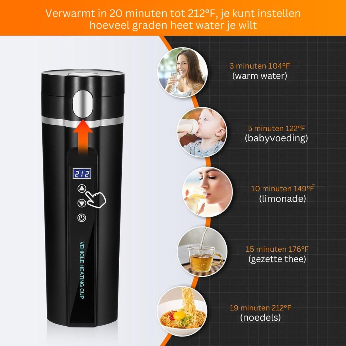 MKSS® 12V Auto Waterkoker Zwart