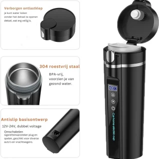 MKSS® 12V Auto Waterkoker Zwart