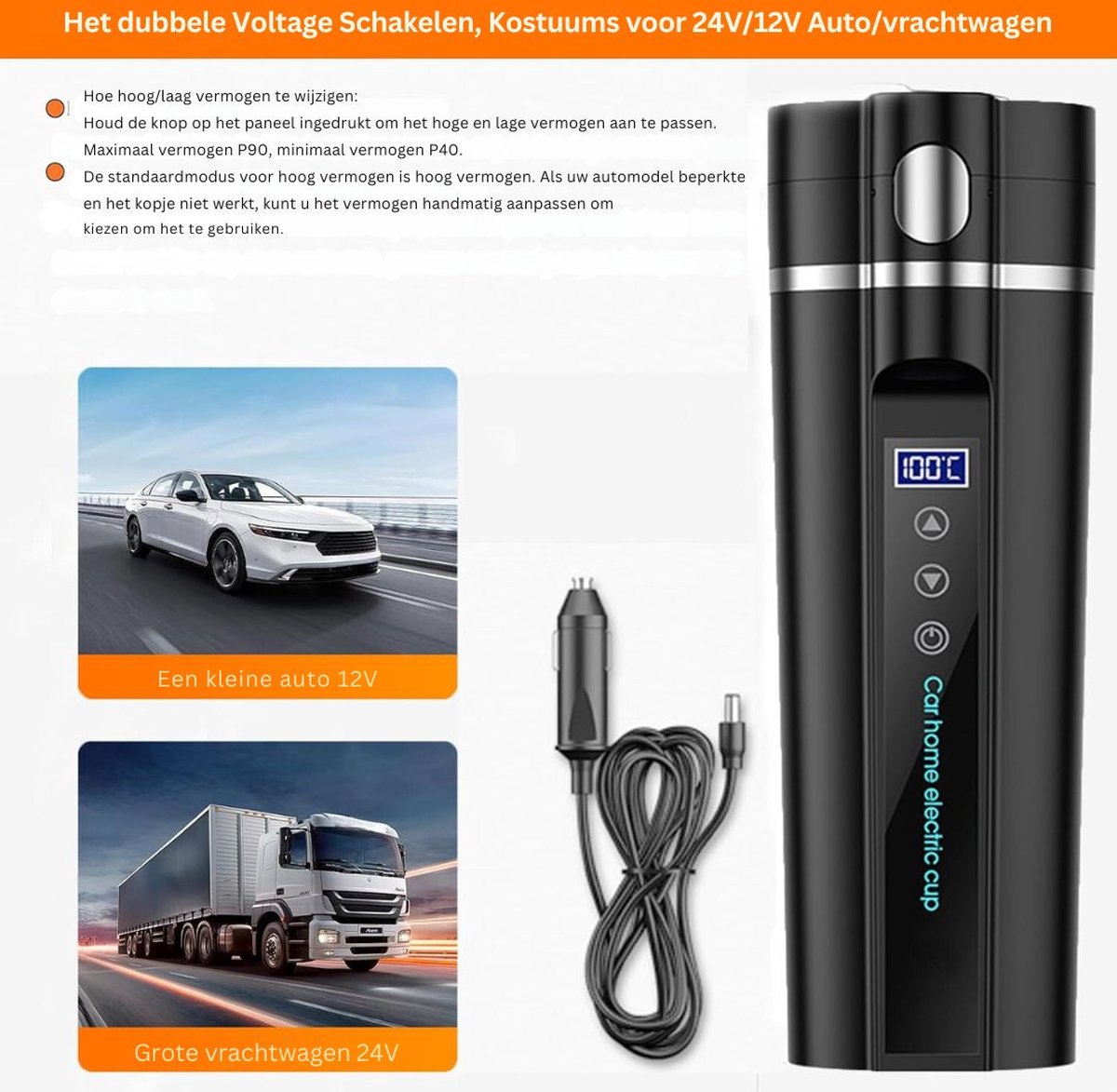 MKSS® 12V Auto Waterkoker Zwart