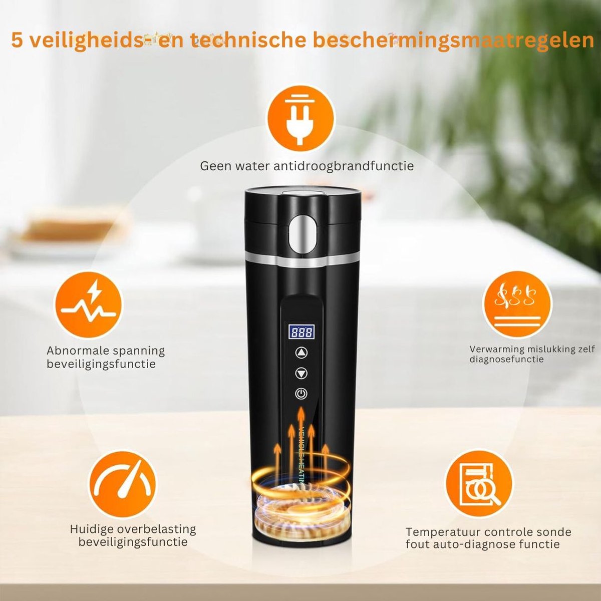 MKSS® 12V Auto Waterkoker Zwart