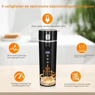 MKSS® 12V Auto Waterkoker Zwart
