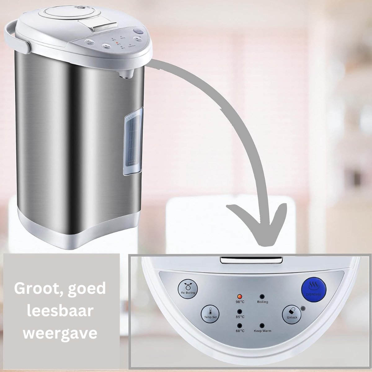 MKSS Luxe Heetwaterdispenser Roestvrij Staal