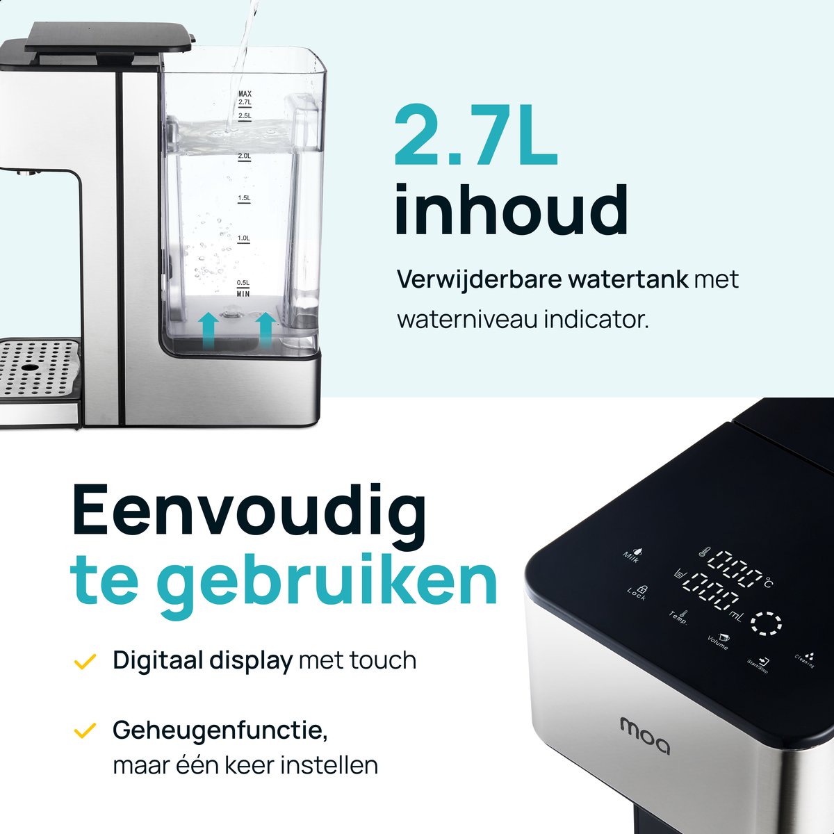 MOA Heetwaterdispenser 2,7L RVS Zilver