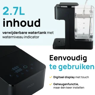 MOA Heetwaterdispenser 2,7L RVS Zwart