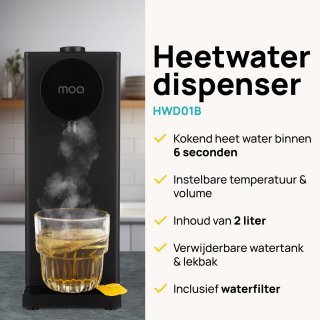 MOA Heetwaterdispenser 2L Zwart