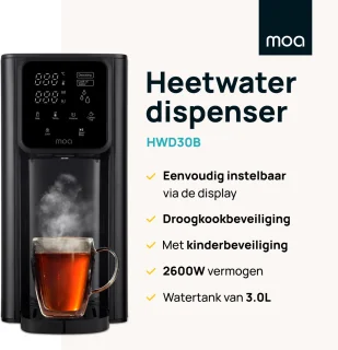 MOA Heetwaterdispenser 3L Zwart