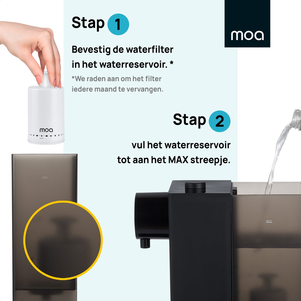 MOA HWD01B Heetwaterdispenser Filter 3-pack Wit