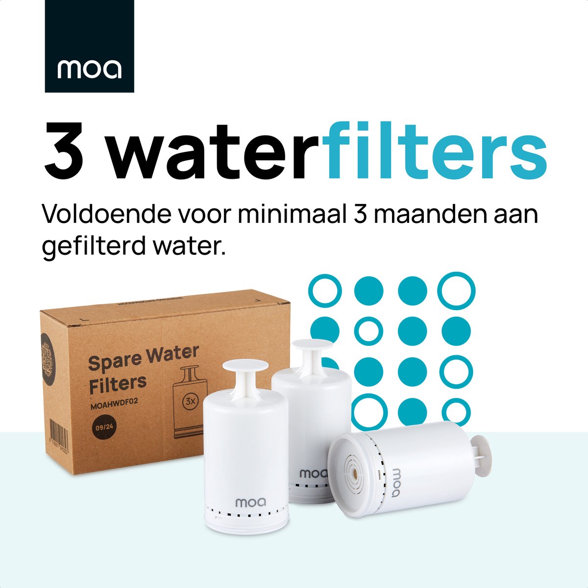 MOA HWD01B Heetwaterdispenser Filter 3-pack Wit