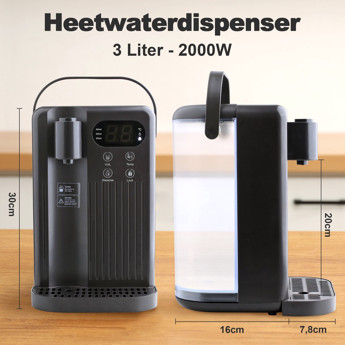 Nimma Heetwaterdispenser 3L Zwart