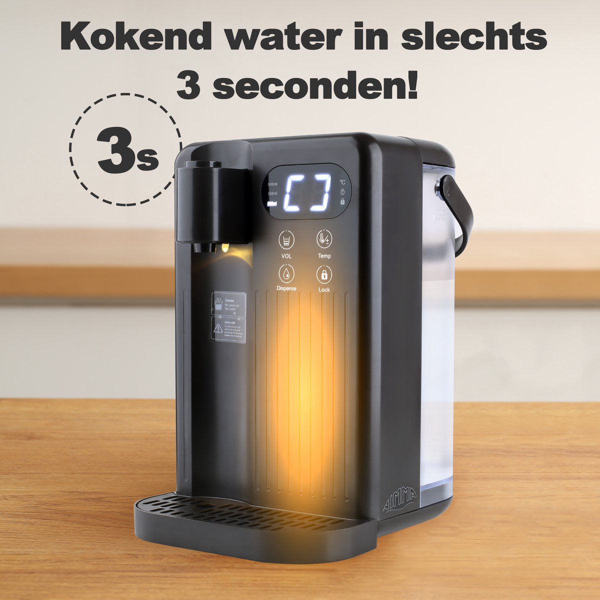 Nimma Heetwaterdispenser 3L Zwart