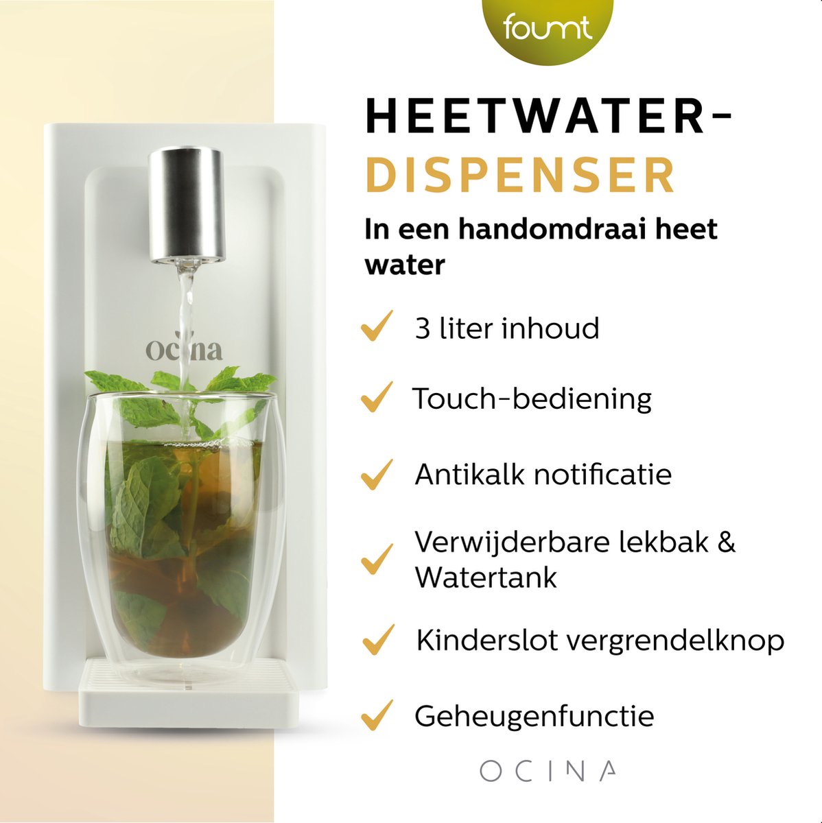 Ocina Heetwaterdispenser 3L Wit Digitaal