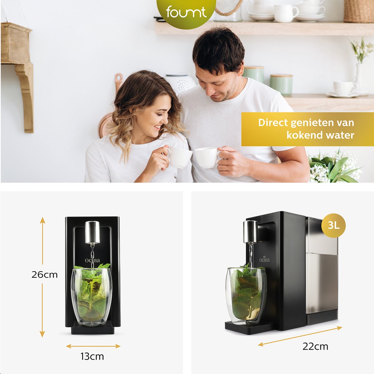 Ocina Heetwaterdispenser 3L Zwart