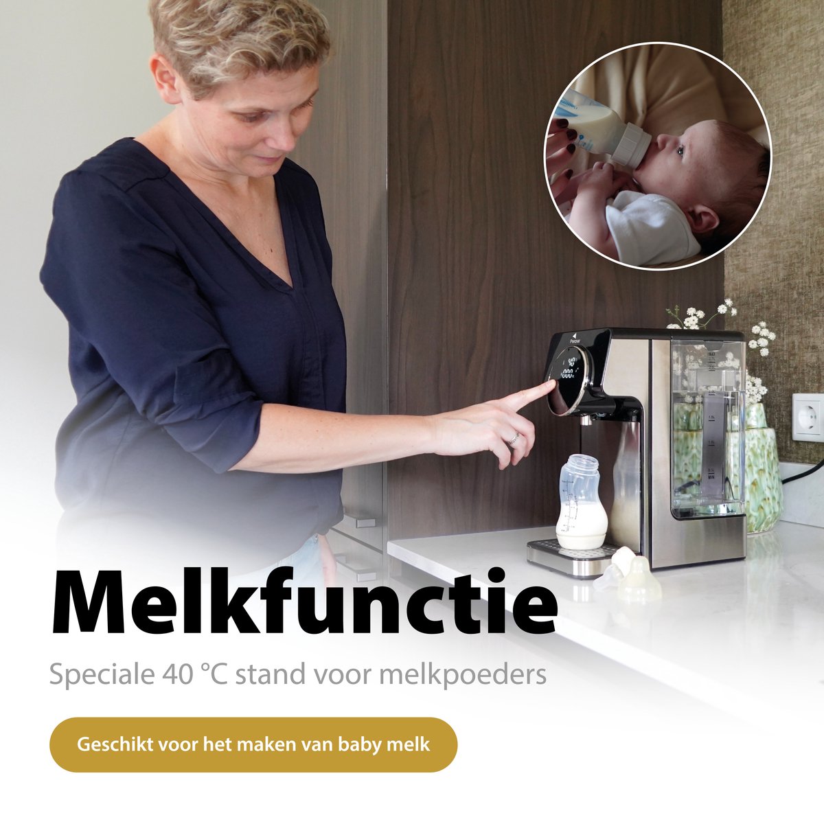 Perow Heetwaterdispenser RVS Zwart 2.7L