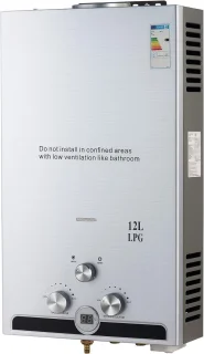 De Propaan geiser van LPG-boiler, 35B x 63H cm, wit in één oogopslag