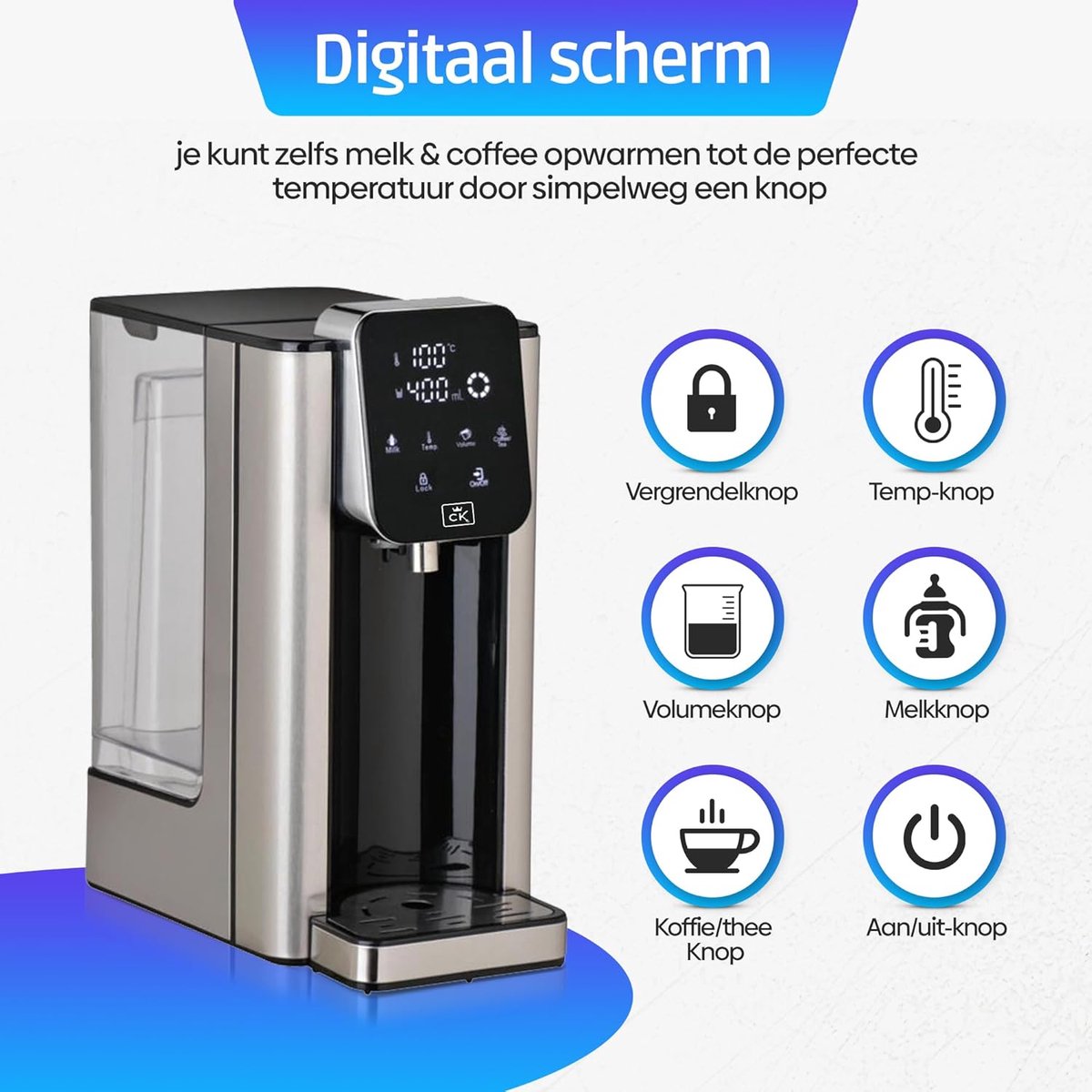 Wat vinden we goed aan de RFWR Heetwaterdispenser 3.0L Touch Display