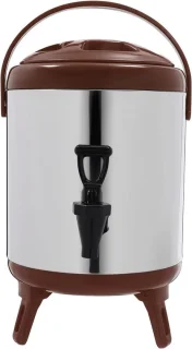 Roestvrijstalen drankdispenser 6 liter bruin zilver
