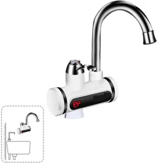 SLT Slt101 Short Elektrische Warmwaterkraan Zilver