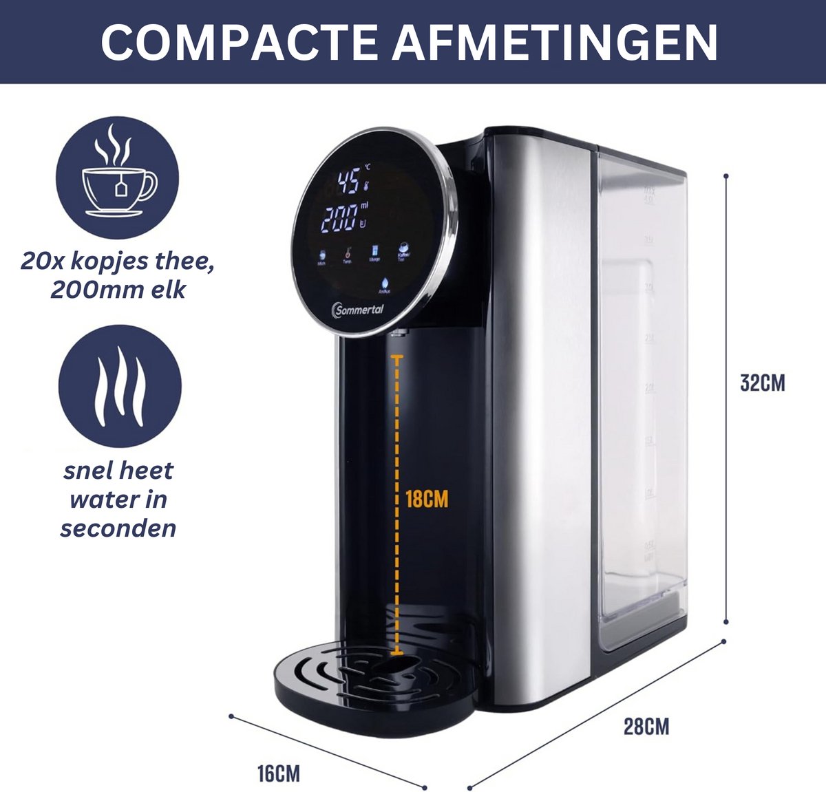 Sommertal HW400 heetwaterdispenser Businessline XXL met 4L tank