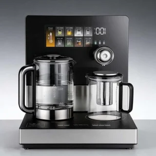 Theemachine met waterkoker zwart